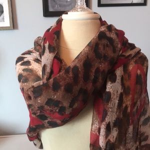 Red animal print scarf